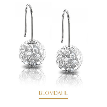 Hypoallergenic Mini Pendant Crystal Ball Earrings White 6 mm