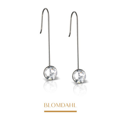 Hypoallergenic Straight Pendant Bezel Crystal Earrings 8 mm