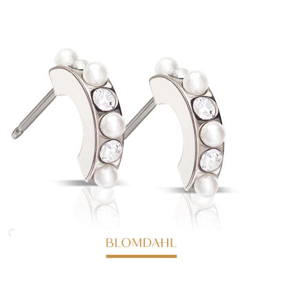 Kolczyki hipoalergiczne Pendant Mixed Curved Crystal / White 10 mm