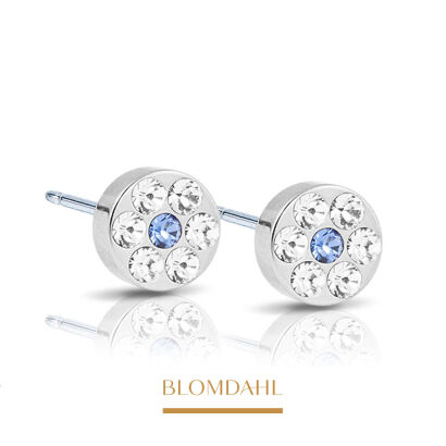 Hypoallergenic Earrings Brilliance Plenary Crystal/ Sapphire 5 mm