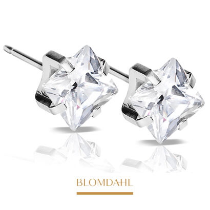 Hypoallergenic Earrings Tiffany Edge CZ White 7 mm