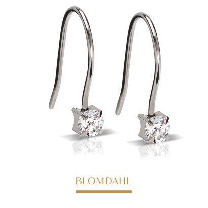 Hypoallergenic Earrings Pendant Tiffany CZ White 4 mm