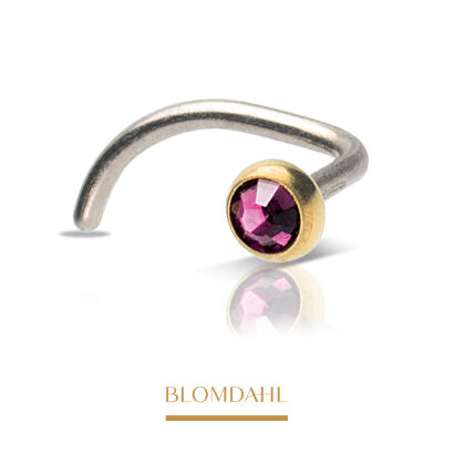 Hypoallergenic Nose Stud Bezel Lilac 3 mm